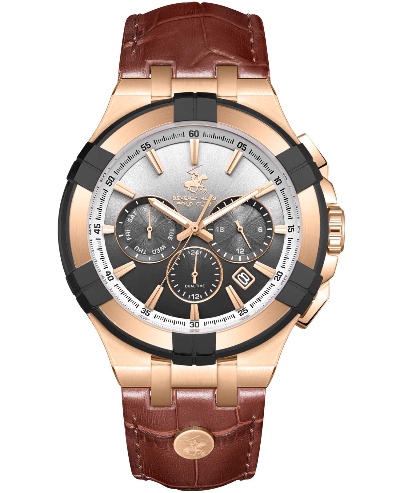 Beverly Hills Polo Club Beverly Hills Polo Club BP3803X.455  BP3803X.455 кварцевые мужские часы черный циферблат, браслет кожаный — вид спереди