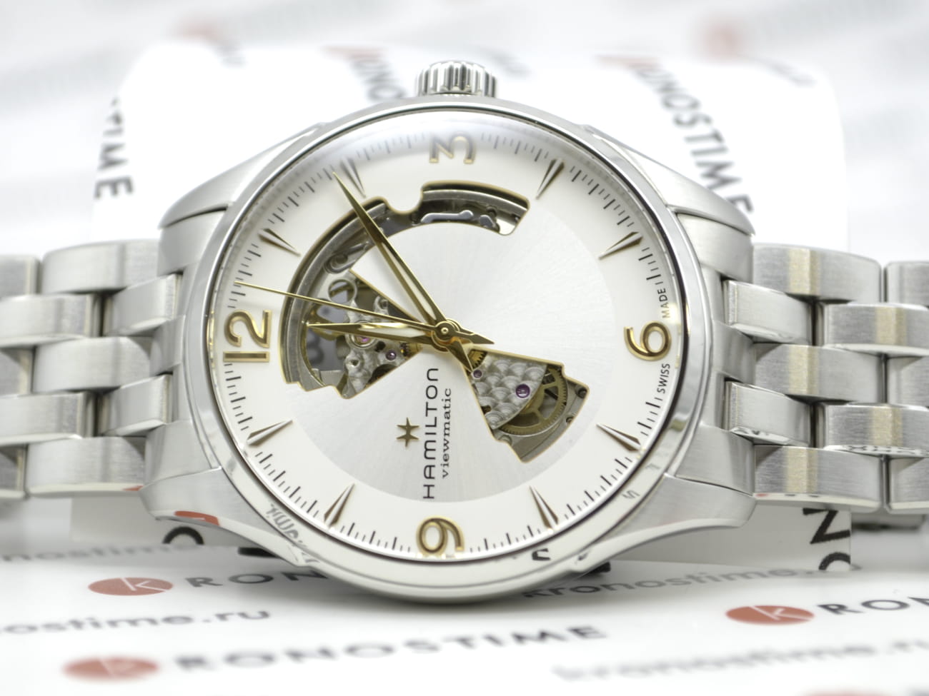 Оригинальные часы Hamilton Hamilton Jazzmaster Open Heart Auto H32705151 механические калибр механизма h-10 общий вид