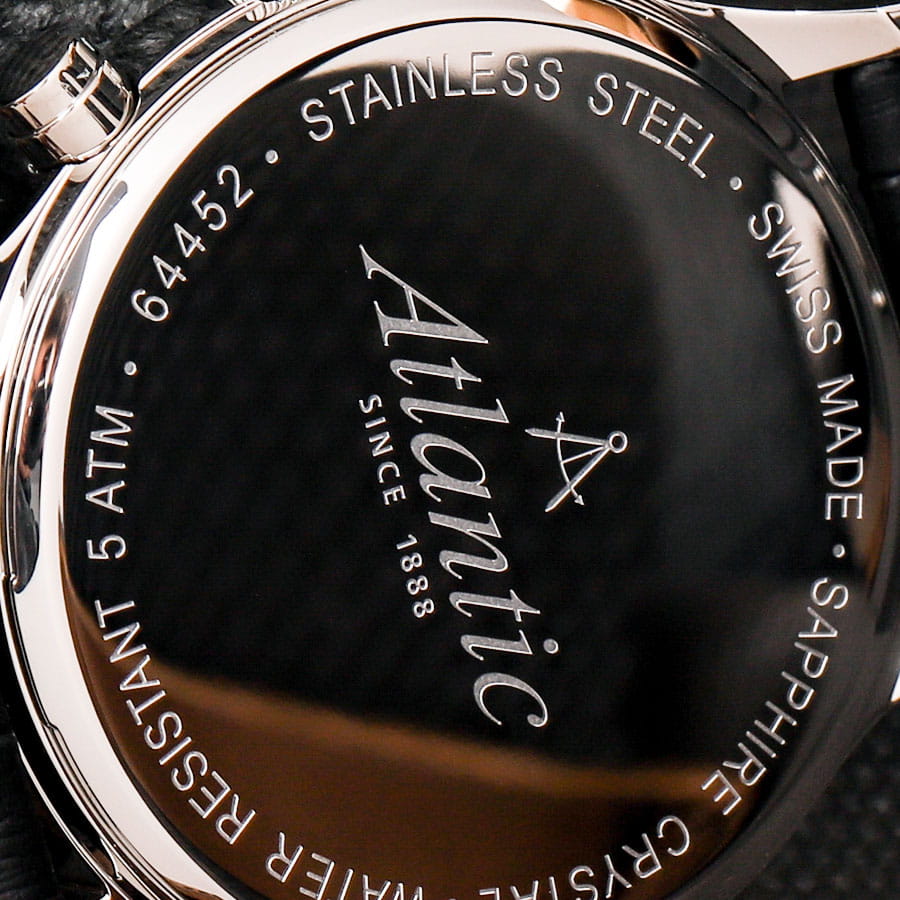 Atlantic Atlantic Seabase 64452.41.68,  швейцария мужские часы на браслете кожаный боковой вид