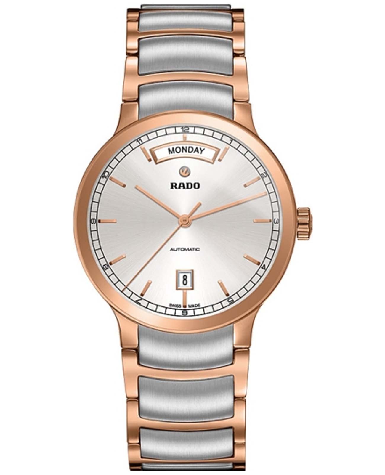 Rado Rado Centrix Automatic R30158113 Automatic R30158113 механические мужские часы серебристый циферблат, браслет сталь + pvd + керамика — вид спереди