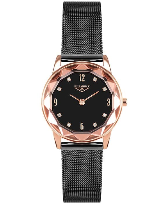 33 Element 33 Element 331423  331423 кварцевые женские часы черный циферблат, браслет сталь с ip покрытием — вид спереди