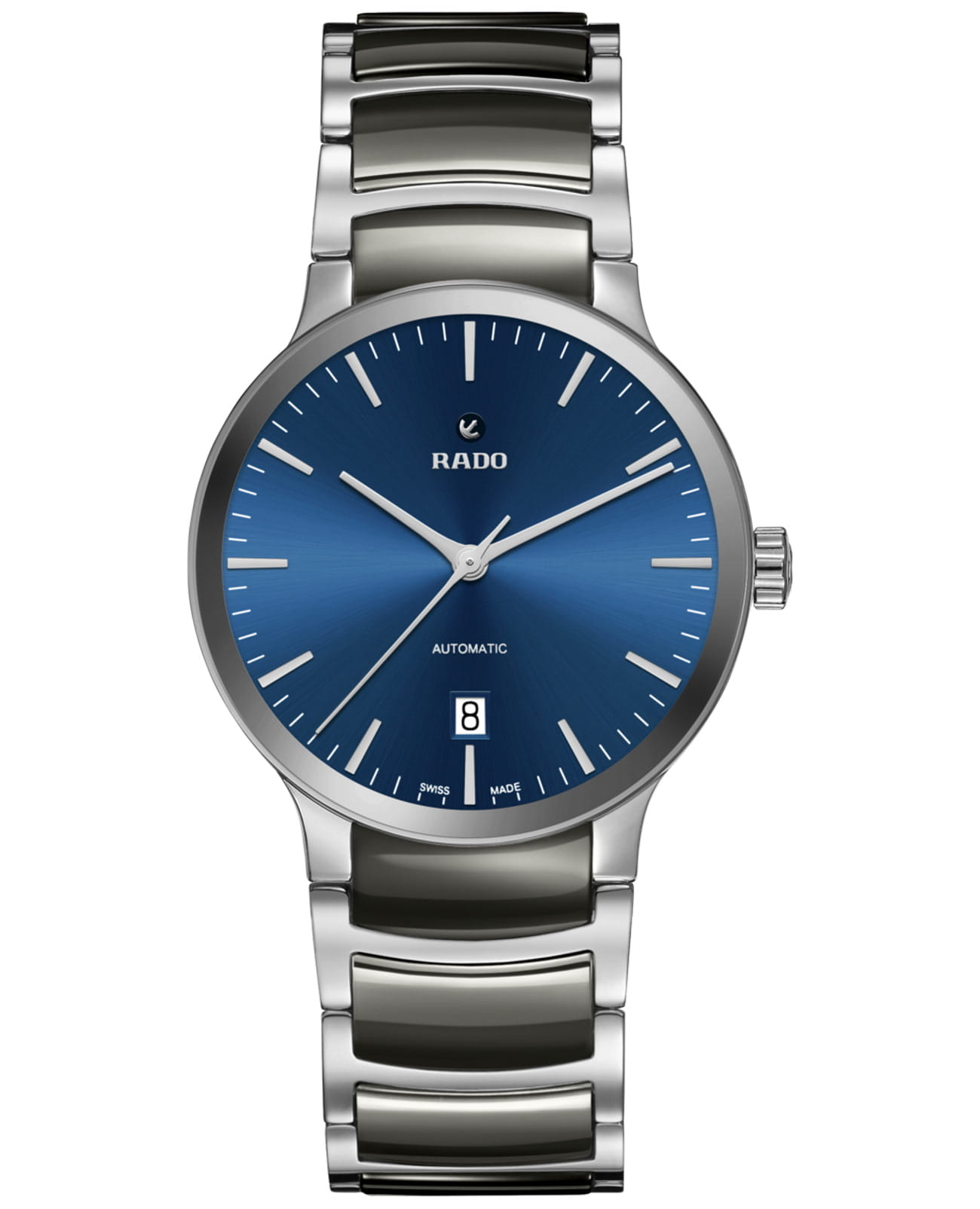 Rado Rado Centrix Automatic R30010202 Automatic R30010202 механические мужские часы синий циферблат, браслет сталь + керамические вставки — вид спереди