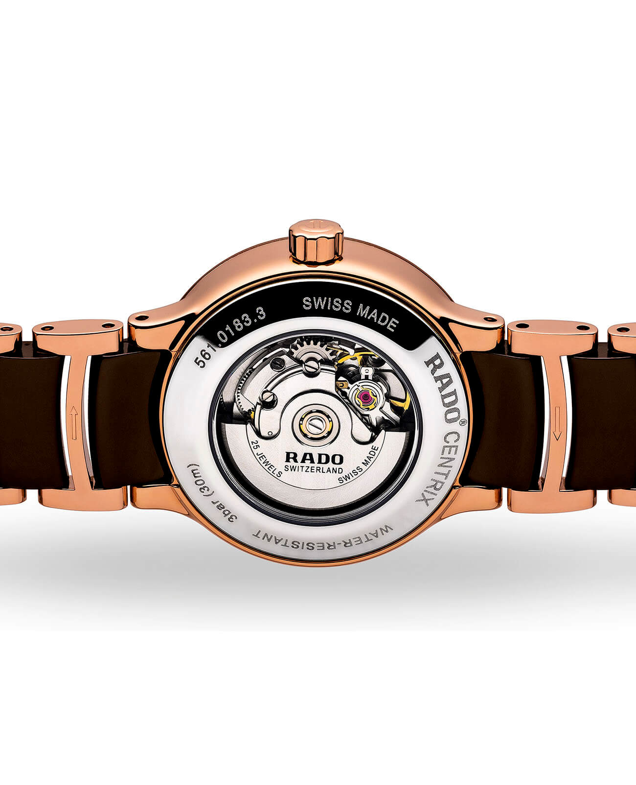 Rado Rado Centrix Automatic Diamonds R30183752, centrix швейцария женские часы на браслете сталь + pvd + керамика боковой вид