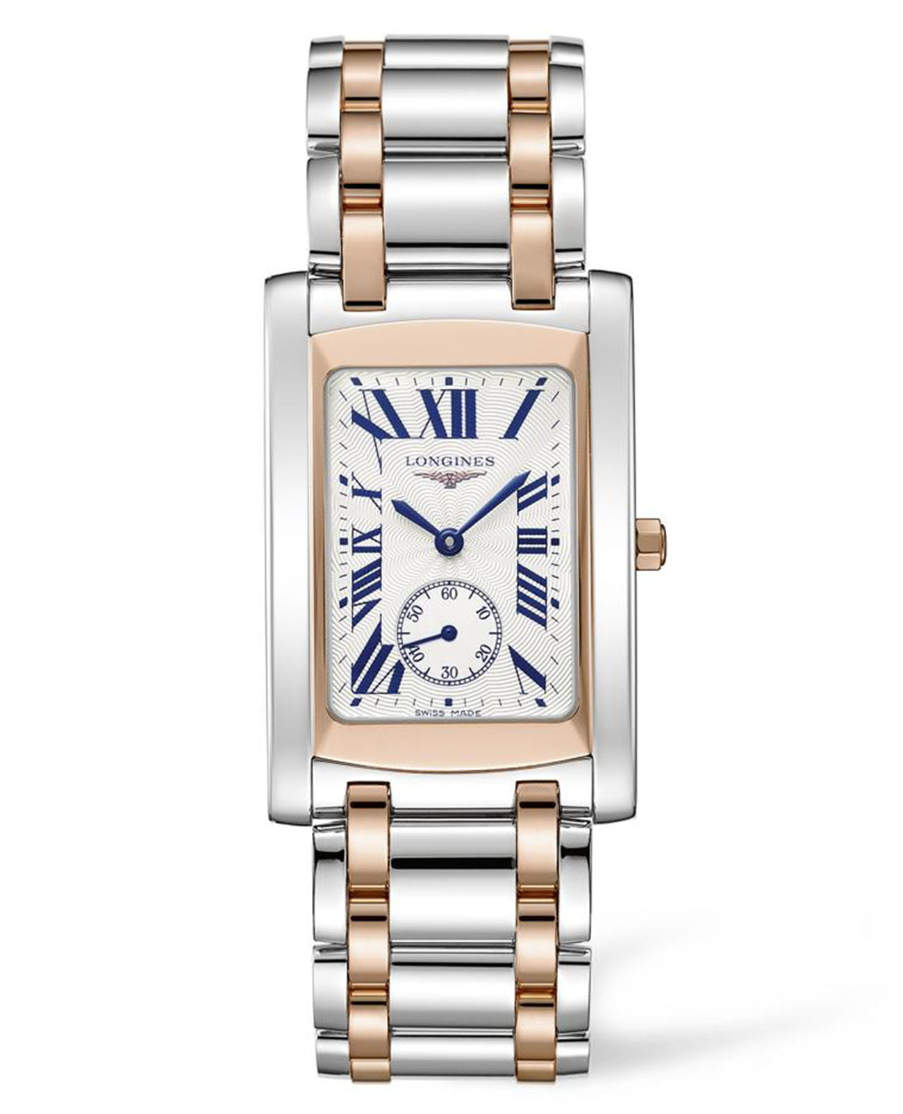 Longines Longines DolceVita L5.655.5.71.7  L56555717 кварцевые женские часы белый циферблат, браслет нержавеющая сталь + золото 18к — вид спереди