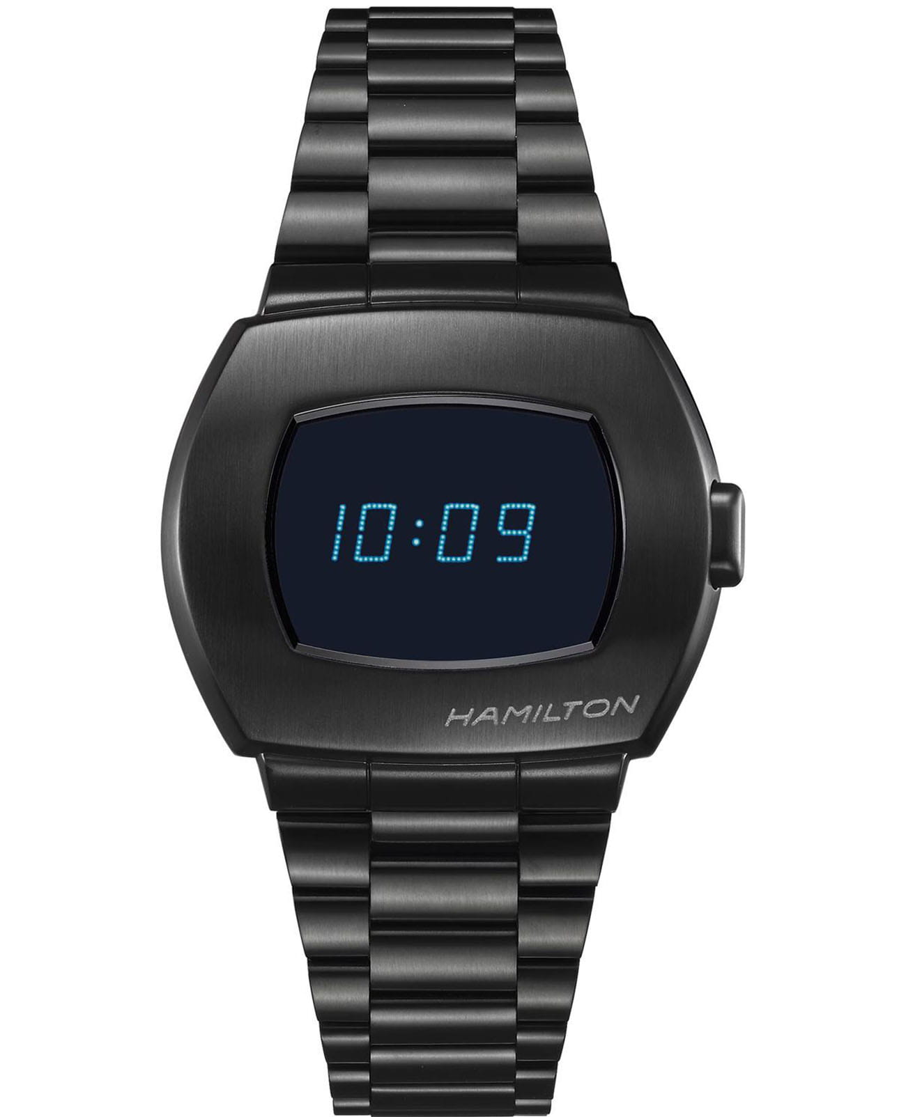 Hamilton Hamilton American Classic PSR Digital 74 H52404131  H52404131 кварцевые мужские часы антрацитовый циферблат, браслет нержавеющая сталь с pvd-покрытием — вид спереди