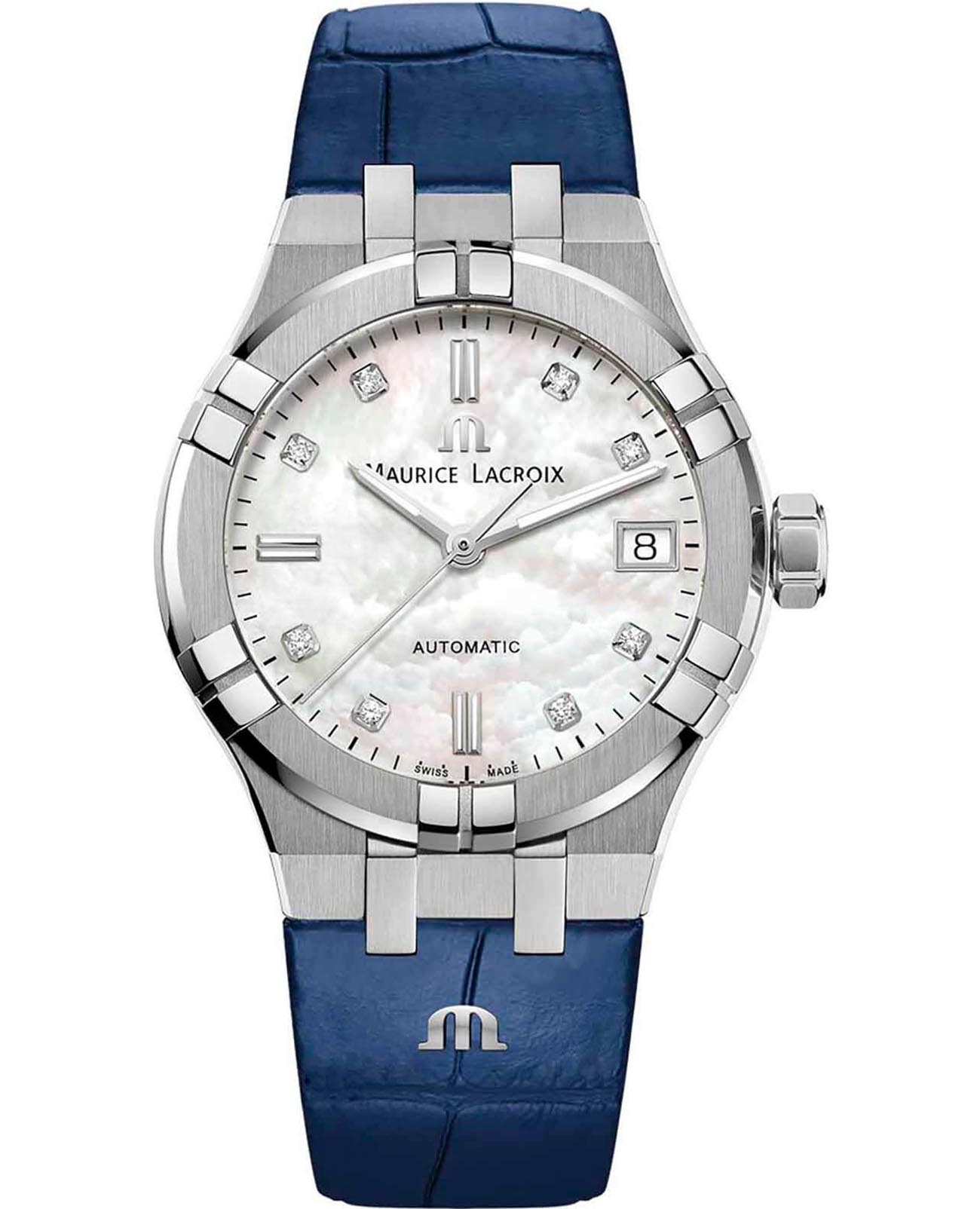 Maurice Lacroix Maurice Lacroix Aikon Automatic AI6006-SS001-170-1  AI6006-SS001-170-1 механические женские часы перламутровый циферблат, браслет кожаный — вид спереди