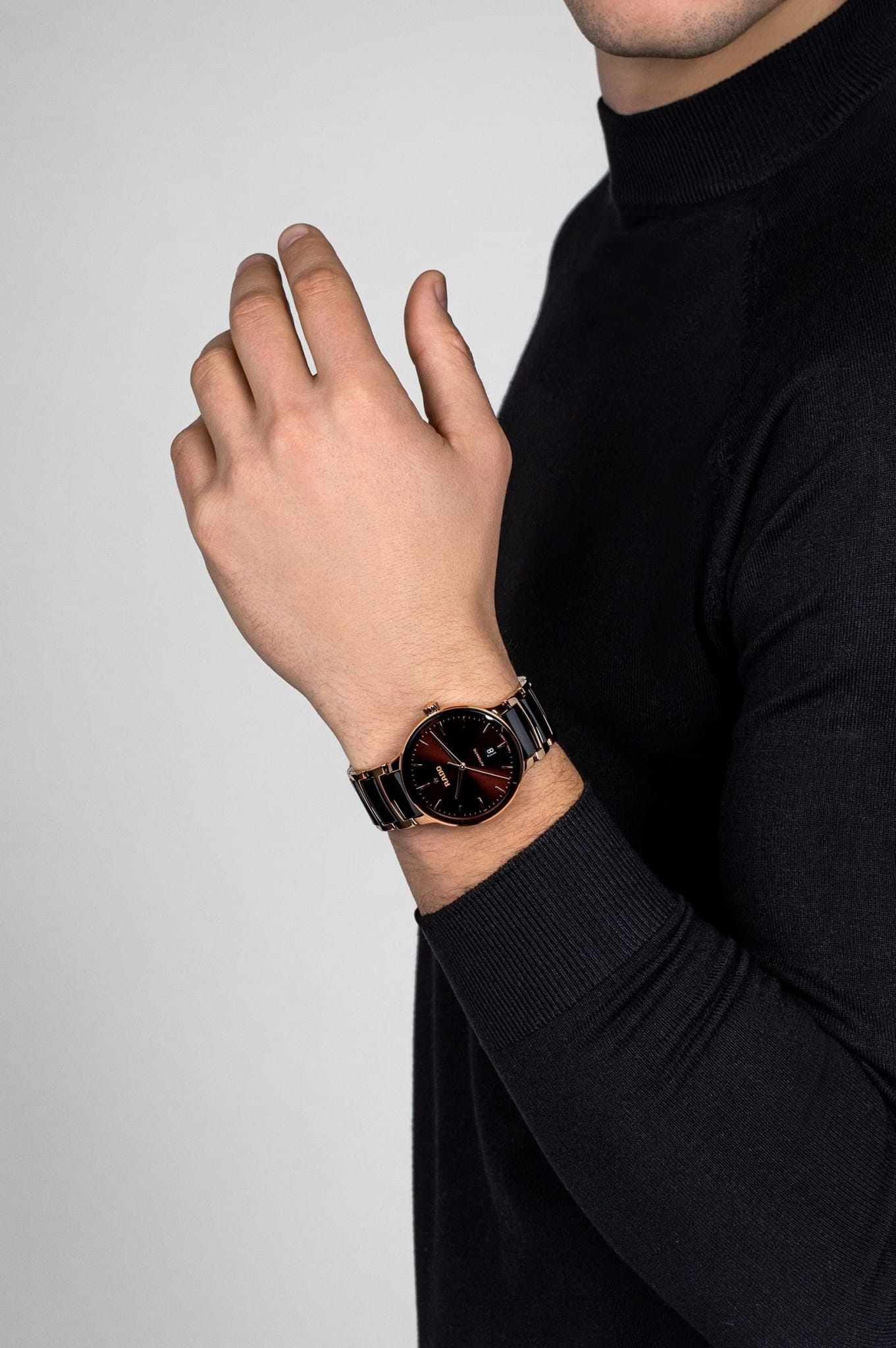 Rado Rado Centrix Automatic R30017302 механические мужские часы часы крупный план коричневый циферблата