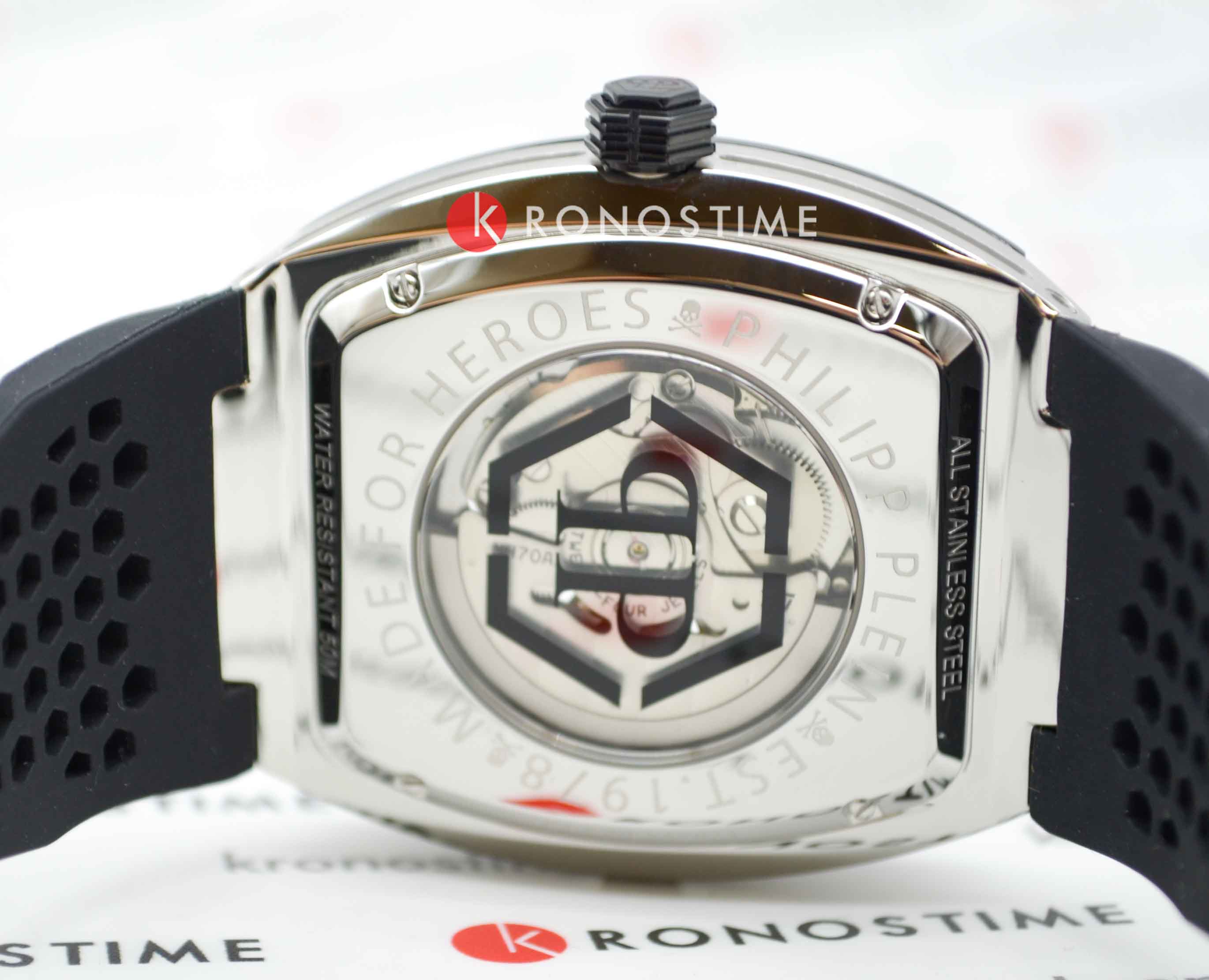 Philipp Plein Philipp Plein The Skeleton PWBAA2023 механические мужские часы часы крупный план серебристый циферблата