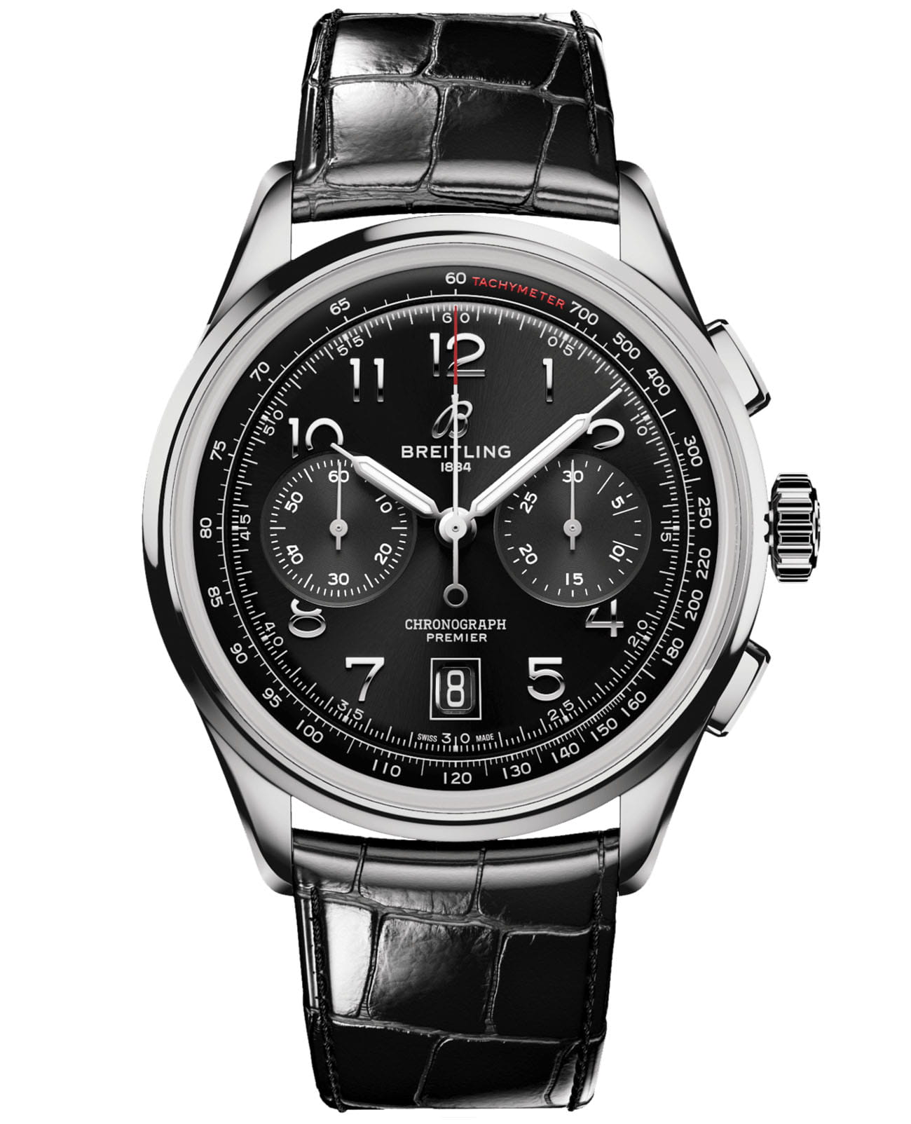 Breitling Breitling Premier B01 Chronograph 42 AB0145221B1P1  AB0145221B1P1 механические мужские часы черный циферблат, браслет кожаный — вид спереди