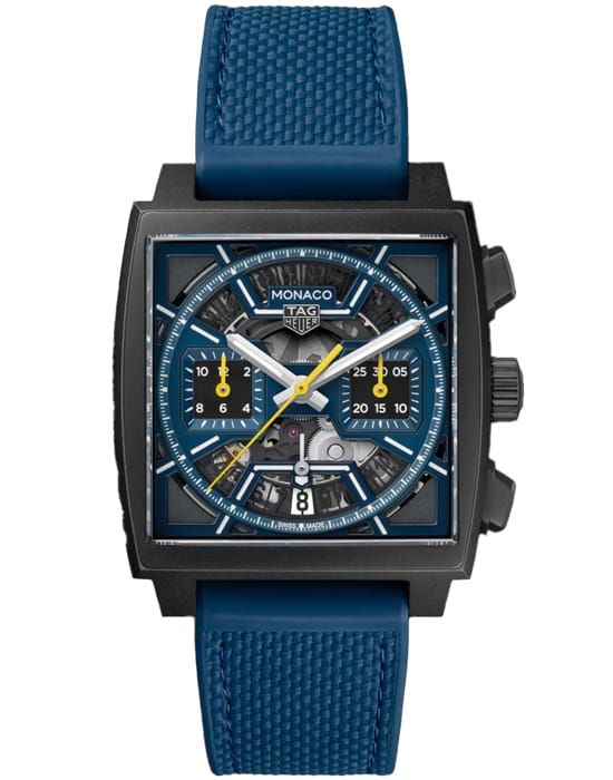 TAG Heuer TAG Heuer Monaco Chronograph CBL2188.FT6261  CBL2188.FT6261 механические мужские часы черный циферблат, браслет тканевый — вид спереди