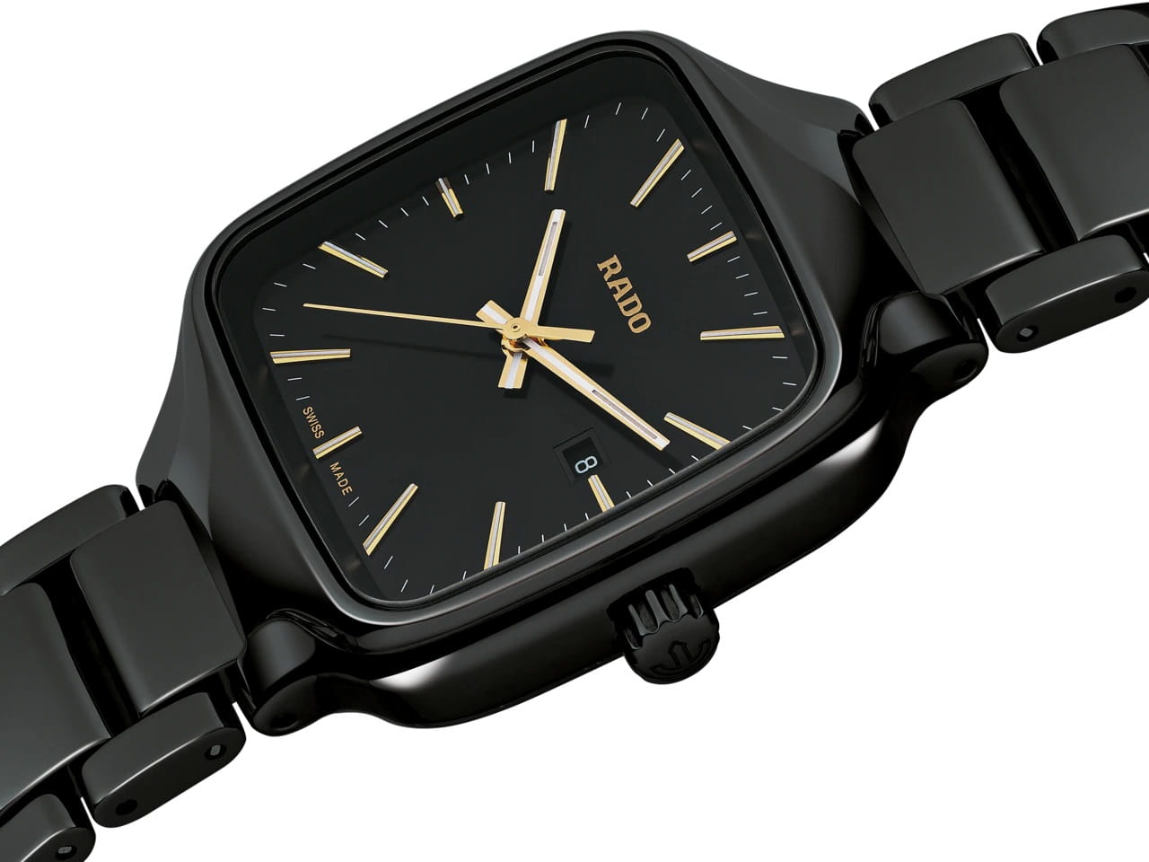 Rado Rado True Square R27080162, true square швейцария женские часы на браслете высокотехнологичная керамика + титан боковой вид
