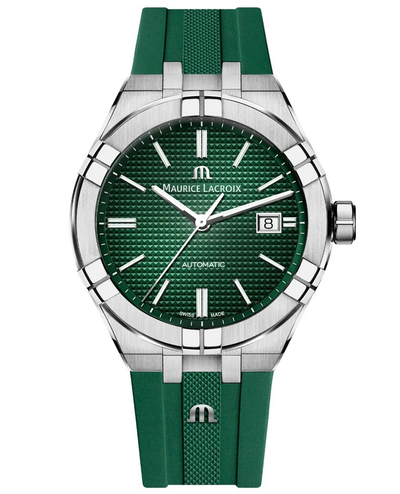Maurice Lacroix Maurice Lacroix Aikon Automatic AI6008-SS000-630-5  AI6008-SS000-630-5 механические мужские часы зеленый циферблат, браслет каучук — вид спереди