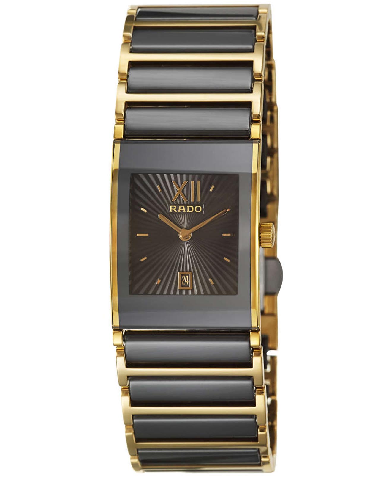 Rado Rado Integral R20788172  R20788172 кварцевые женские часы черный циферблат, браслет сталь + pvd + керамика — вид спереди