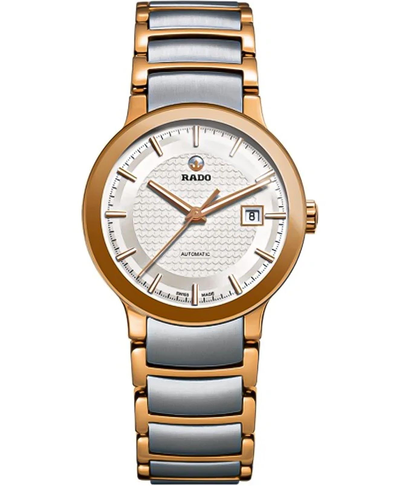 Rado Rado Centrix R30954123 Automatic R30954123 механические женские часы белый циферблат, браслет нержавеющая сталь с pvd-покрытием — вид спереди