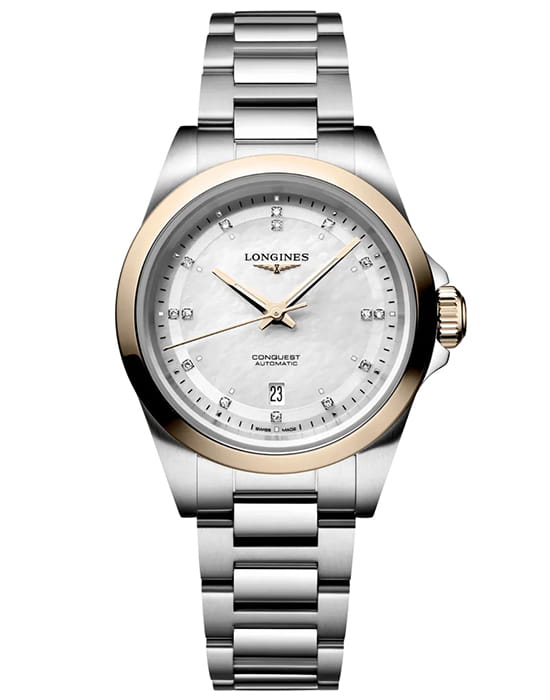 Longines Longines Conquest L3.320.5.87.6  L33205876 механические женские часы серебристый циферблат, браслет нержавеющая сталь — вид спереди