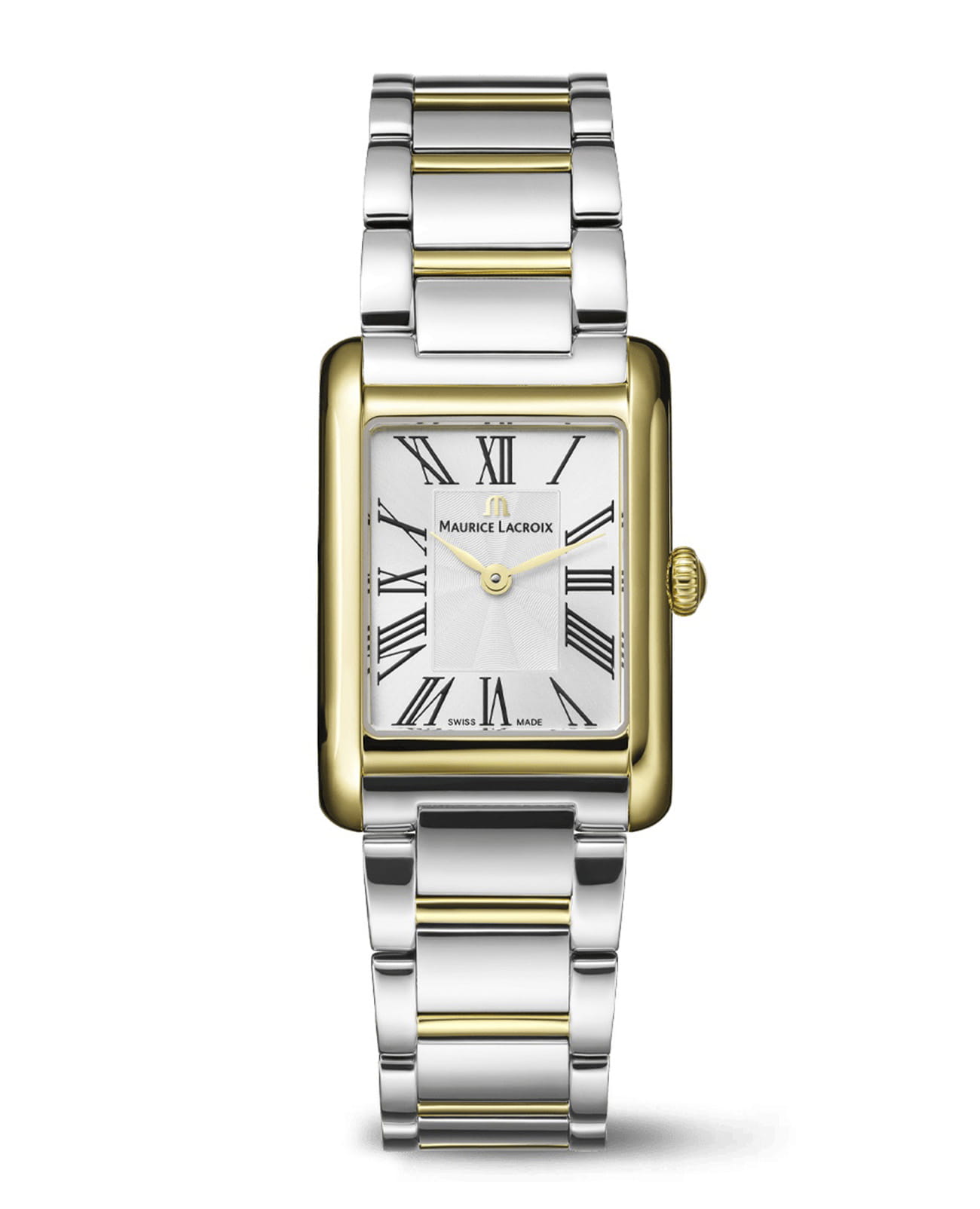 Maurice Lacroix Maurice Lacroix Fiaba Square FA1205-PVY02-110-A  FA1205-PVY02-110-A кварцевые женские часы белый циферблат, браслет нержавеющая сталь с pvd-покрытием — вид спереди