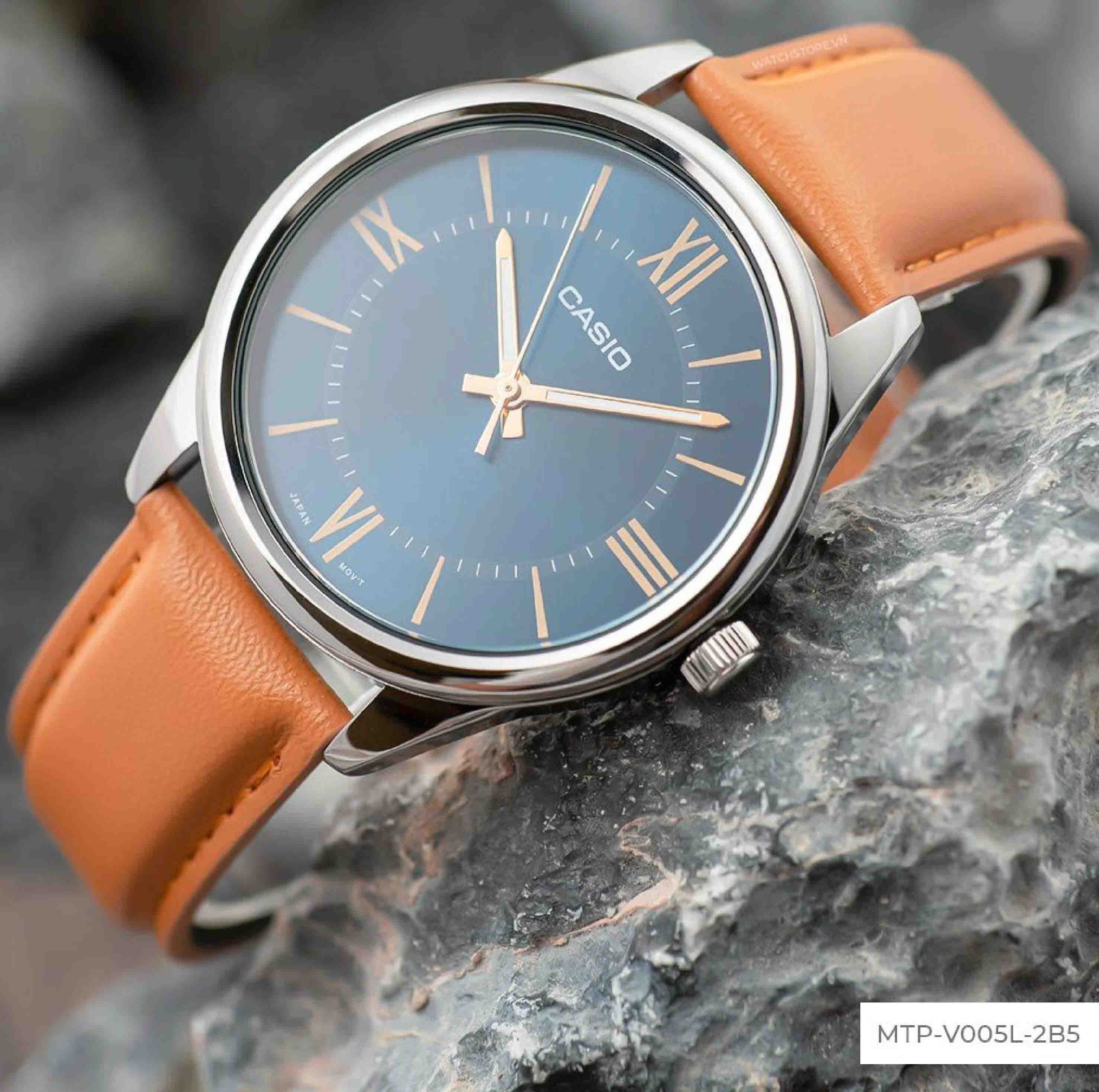 Casio Casio Collection MTP-V005L-2B5UDF (MTP-V005L-2B5) кварцевые мужские часы часы крупный план синий циферблата