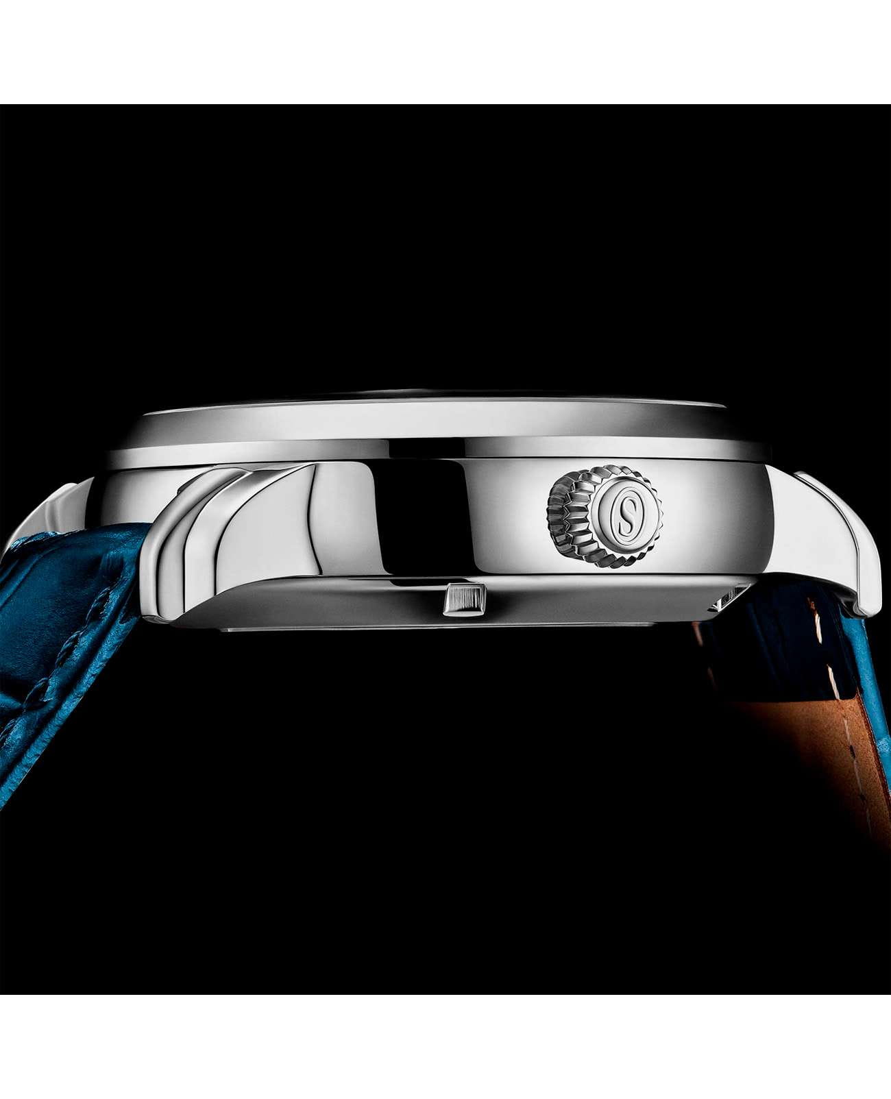 Stuhrling Stuhrling Celestial Timekeeper 1017.03,  сша мужские часы на браслете кожаный боковой вид