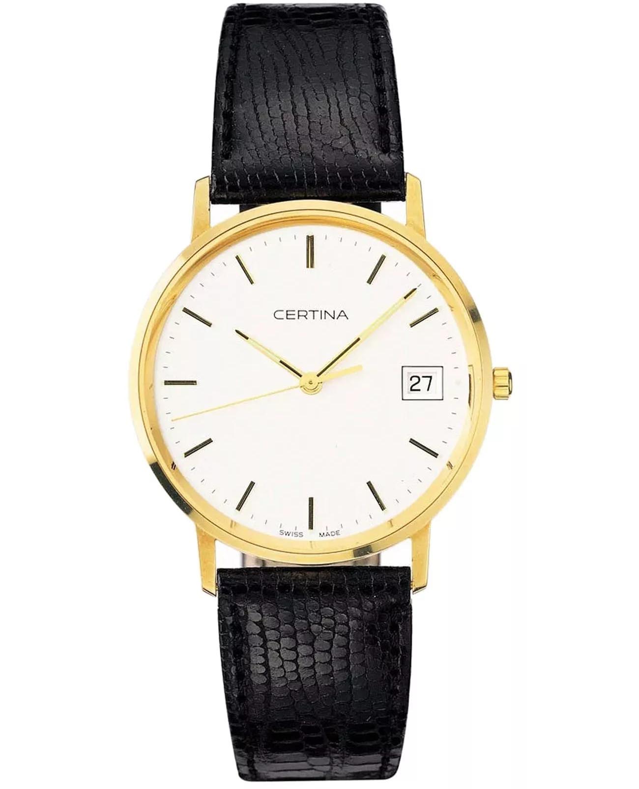 Certina Certina Priska Gold C158.9289.68.11  C15892896811 кварцевые мужские часы белый циферблат, браслет кожаный — вид спереди