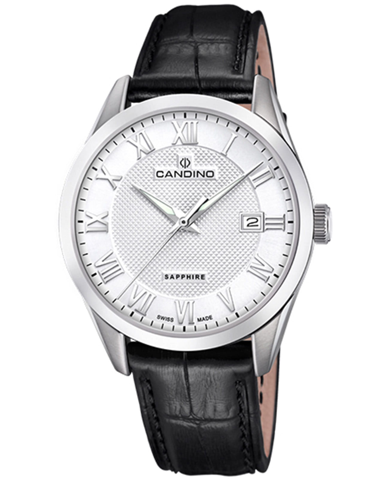 Candino Candino Couple Gents C4710/B  C4710/B кварцевые мужские часы серебристый циферблат, браслет кожаный — вид спереди