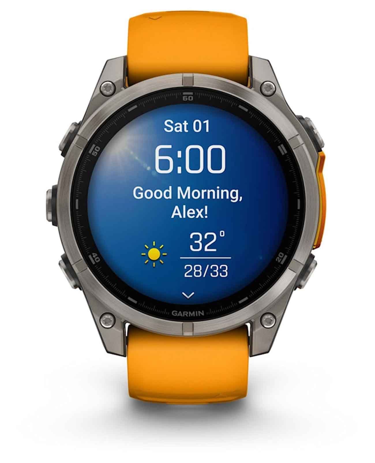 Оригинальные часы Garmin Garmin Fenix 8 47mm Amoled Sapphire Titanium Orange 010-02904-11 в фирменной упаковке от производителя