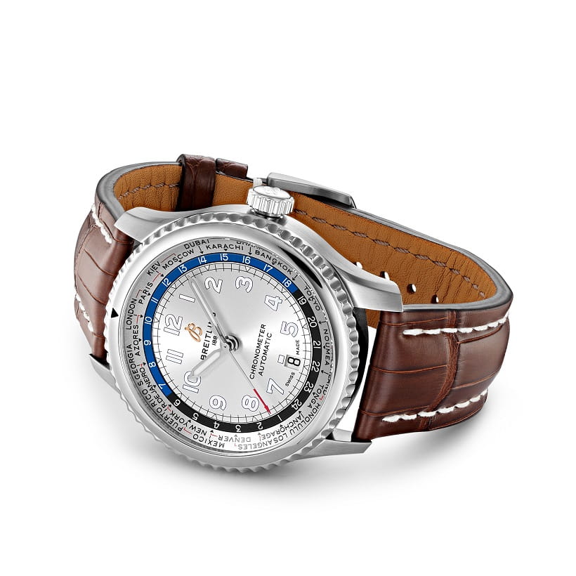 Breitling Breitling Aviator 8 B35 Automatic Unitime 43 AB3521U01G1P3, aviator 8 швейцария мужские часы на браслете кожаный боковой вид