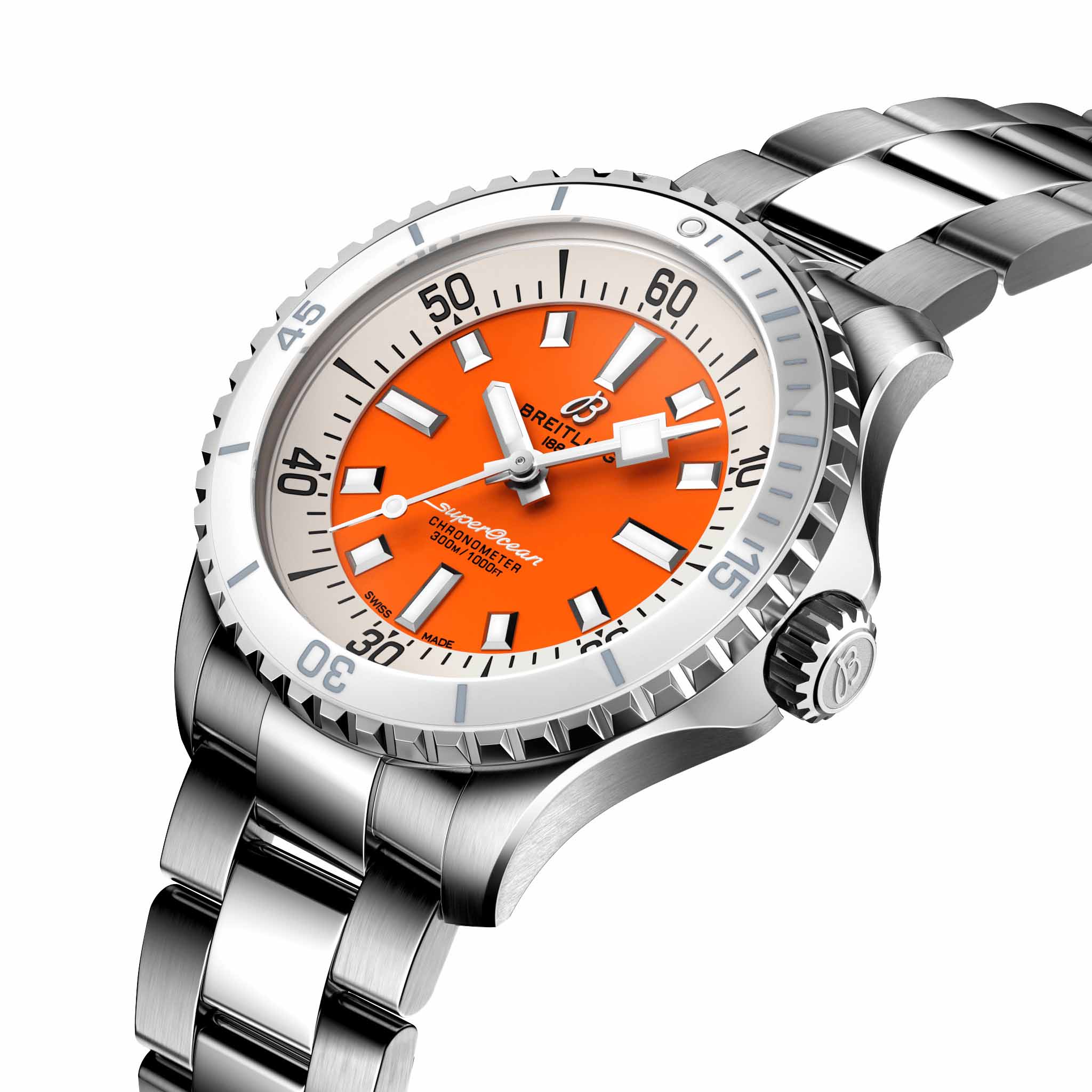 Breitling Breitling Superocean Automatic 36 A17377211O1A1 механические мужские часы часы крупный план оранжевый циферблата