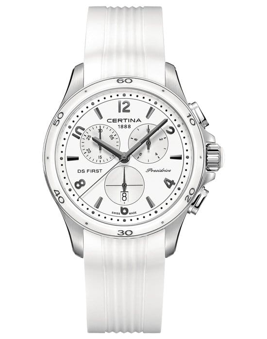 Certina Certina DS First C030.217.17.017.00 DS First C0302171701700 кварцевые женские часы белый циферблат, браслет силикон — вид спереди
