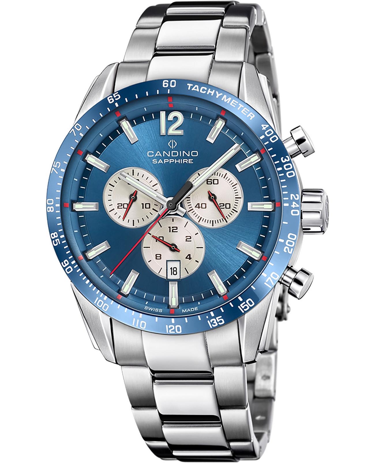 Candino Candino Gents Sport C4757/2  C4757/2 кварцевые мужские часы голубой циферблат, браслет нержавеющая сталь — вид спереди