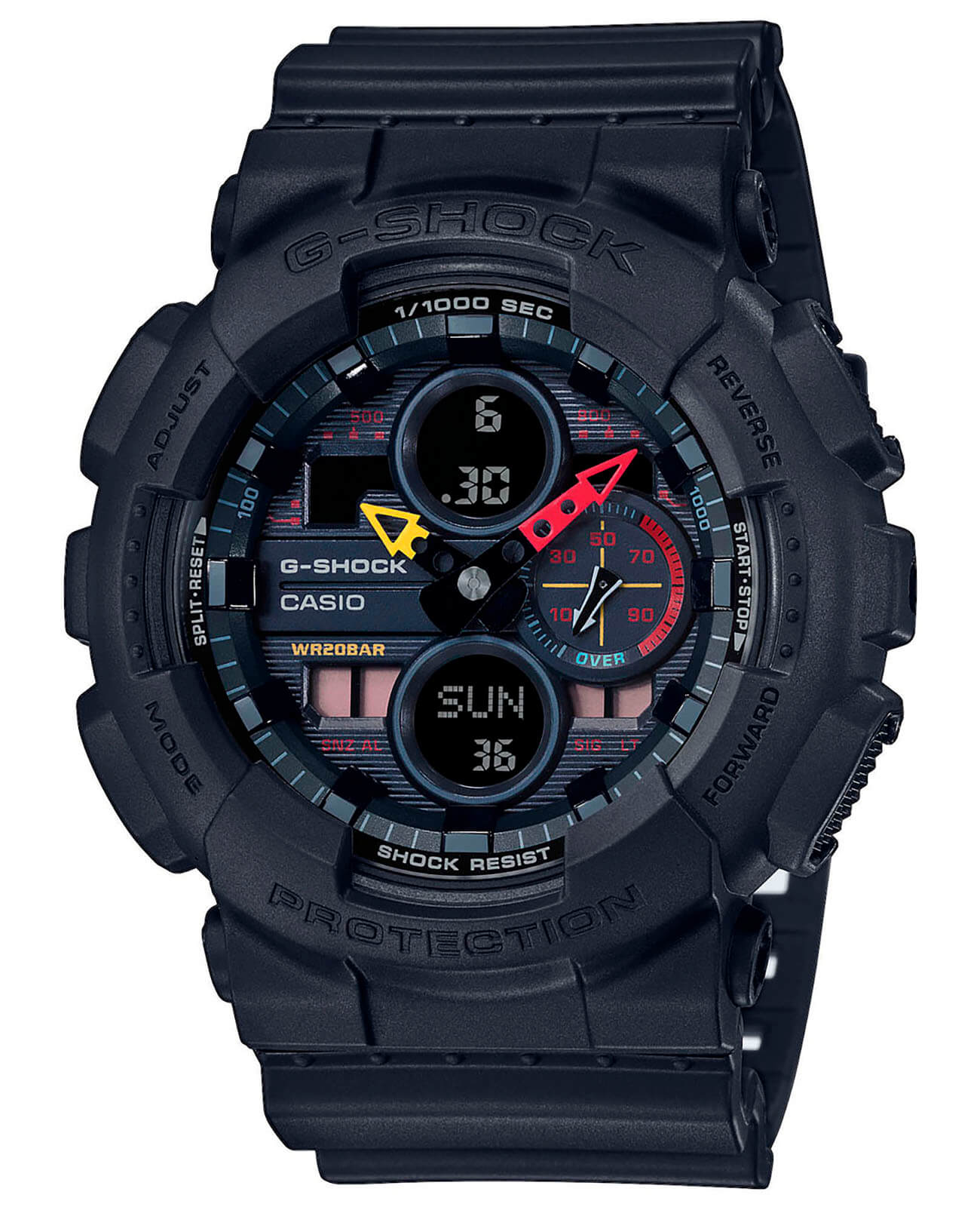 Casio Casio G-Shock GA-140BMC-1A GA GA-140BMC-1A электронные мужские часы черный циферблат, браслет пластик — вид спереди