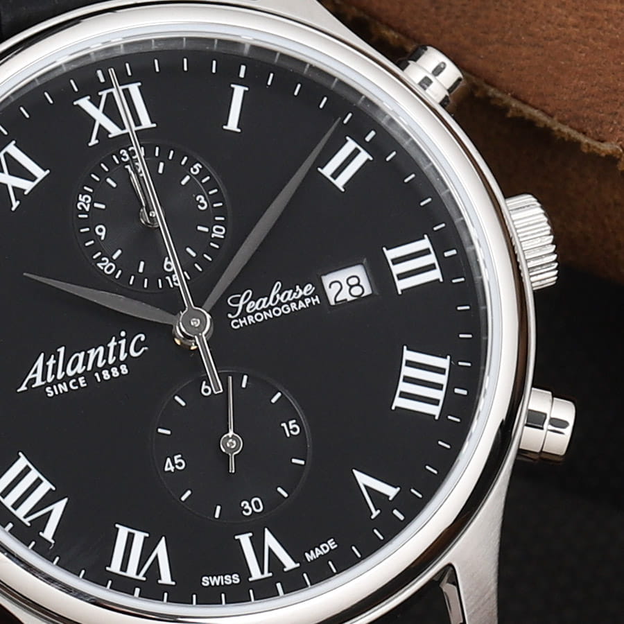 Atlantic Atlantic Seabase 64452.41.68 кварцевые мужские часы часы крупный план черный циферблата