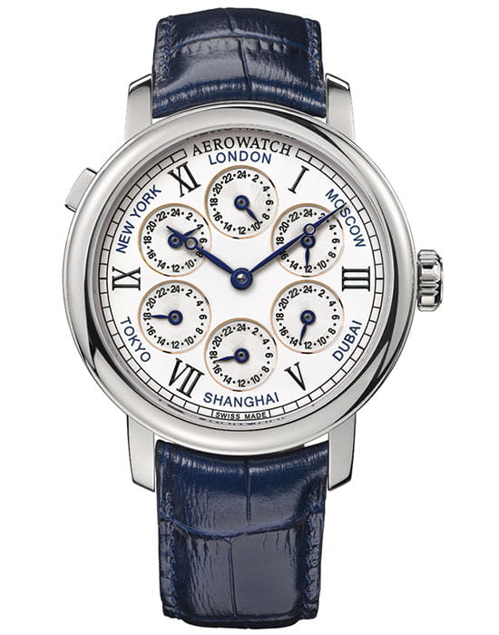 Aerowatch Aerowatch 51974 AA01  51974 AA01 механические мужские часы белый циферблат, браслет кожаный — вид спереди