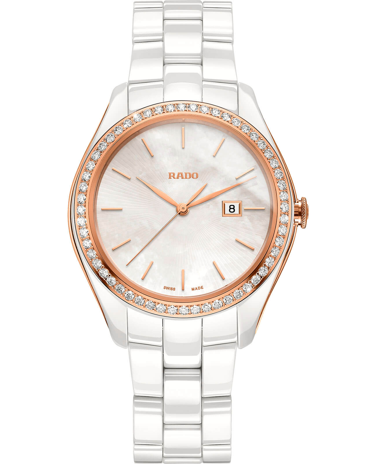 Rado Rado Hyperchrome Diamonds R32126902  R32126902 кварцевые женские часы перламутровый циферблат, браслет высокотехнологичная керамика — вид спереди