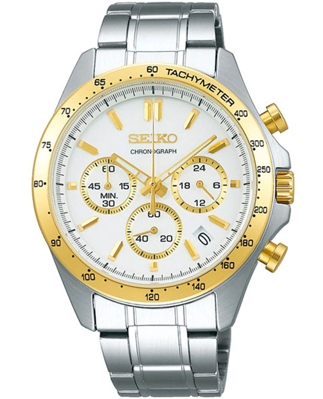 Seiko Seiko Spirit Chronograph SBTR024  SBTR024 кварцевые мужские часы белый циферблат, браслет нержавеющая сталь — вид спереди