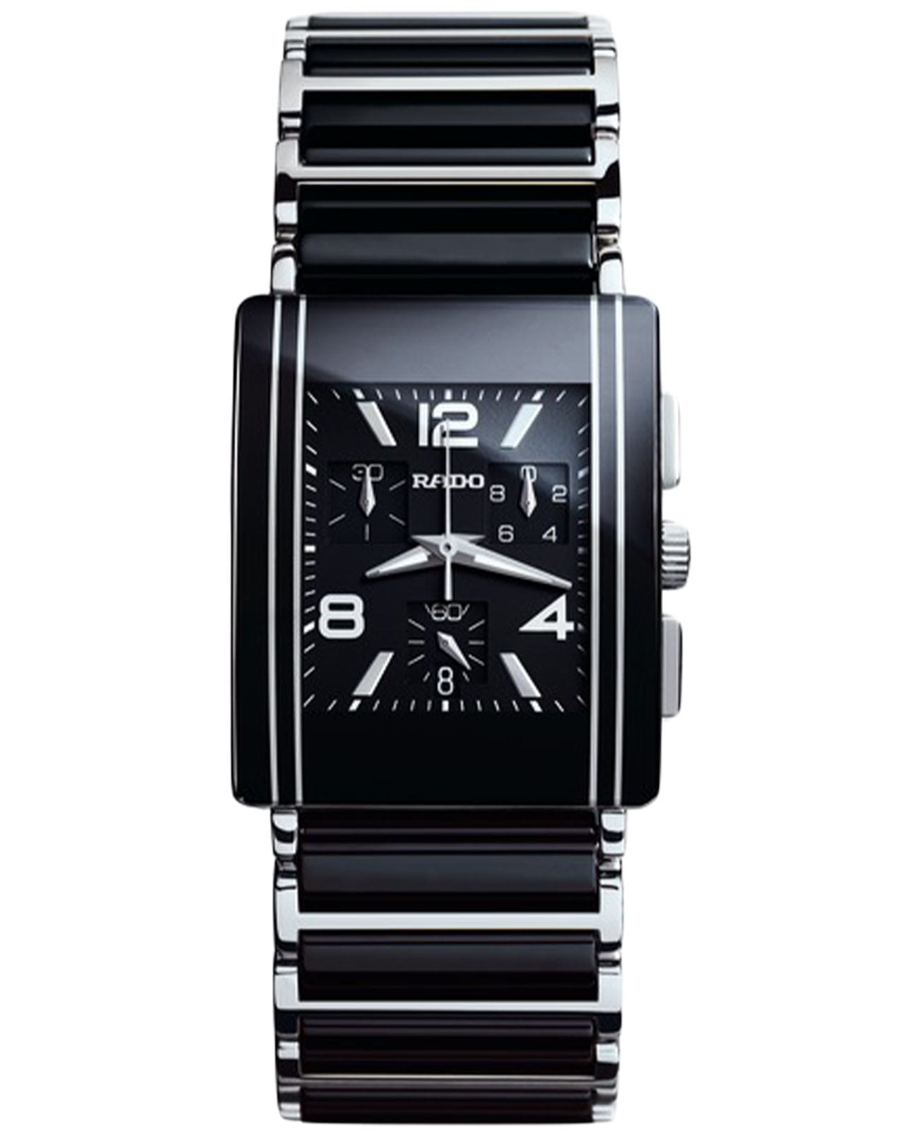 Rado Rado Integral R20591152  R20591152 кварцевые мужские часы черный циферблат, браслет сталь + керамические вставки — вид спереди