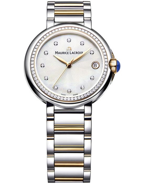 Maurice Lacroix Maurice Lacroix FIABA Date FA1004-PVP23-170-1  FA1004-PVP23-170-1 кварцевые женские часы перламутровый циферблат, браслет сталь c pvd покрытием — вид спереди