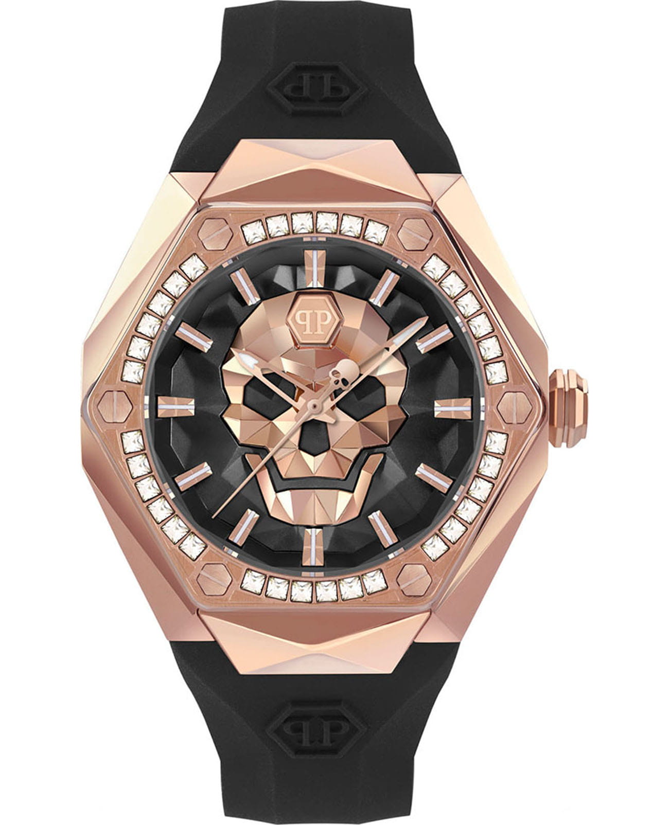 Philipp Plein Philipp Plein Skull Spikes PWPWA0424  PWPWA0424 кварцевые женские часы черный циферблат, браслет силикон — вид спереди