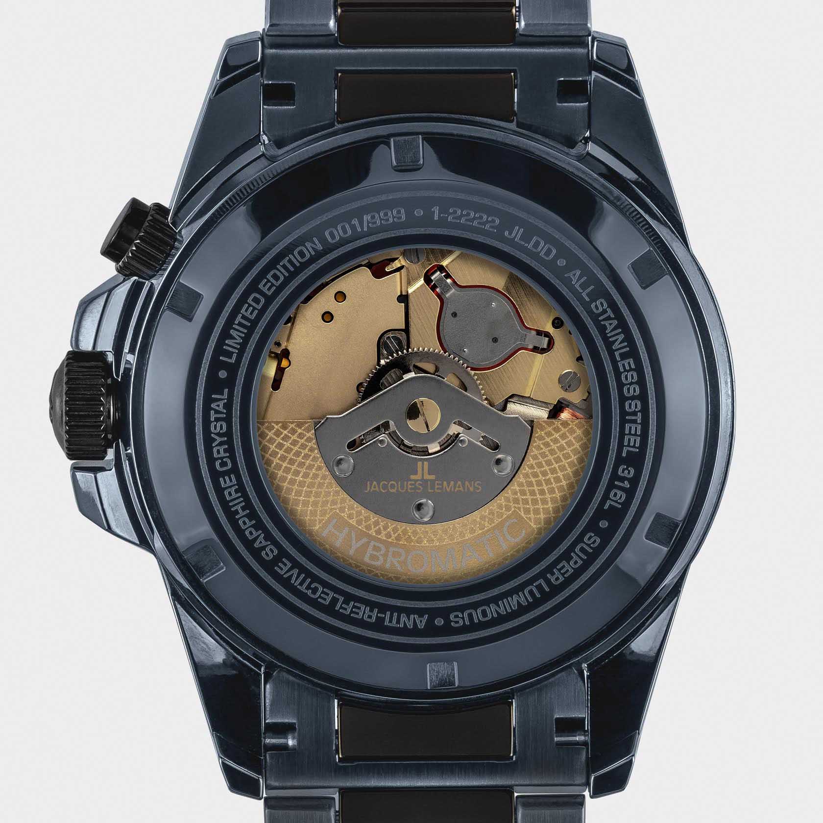 Jacques Lemans Jacques Lemans Hybromatic 1-2222B мужские часы синий циферблат на запястье