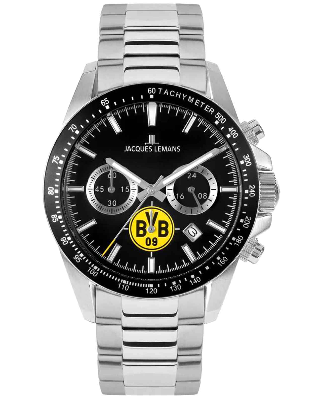 Jacques Lemans Jacques Lemans Borussia Dortmund BVB-06  BVB-06 кварцевые мужские часы черный циферблат, браслет нержавеющая сталь — вид спереди
