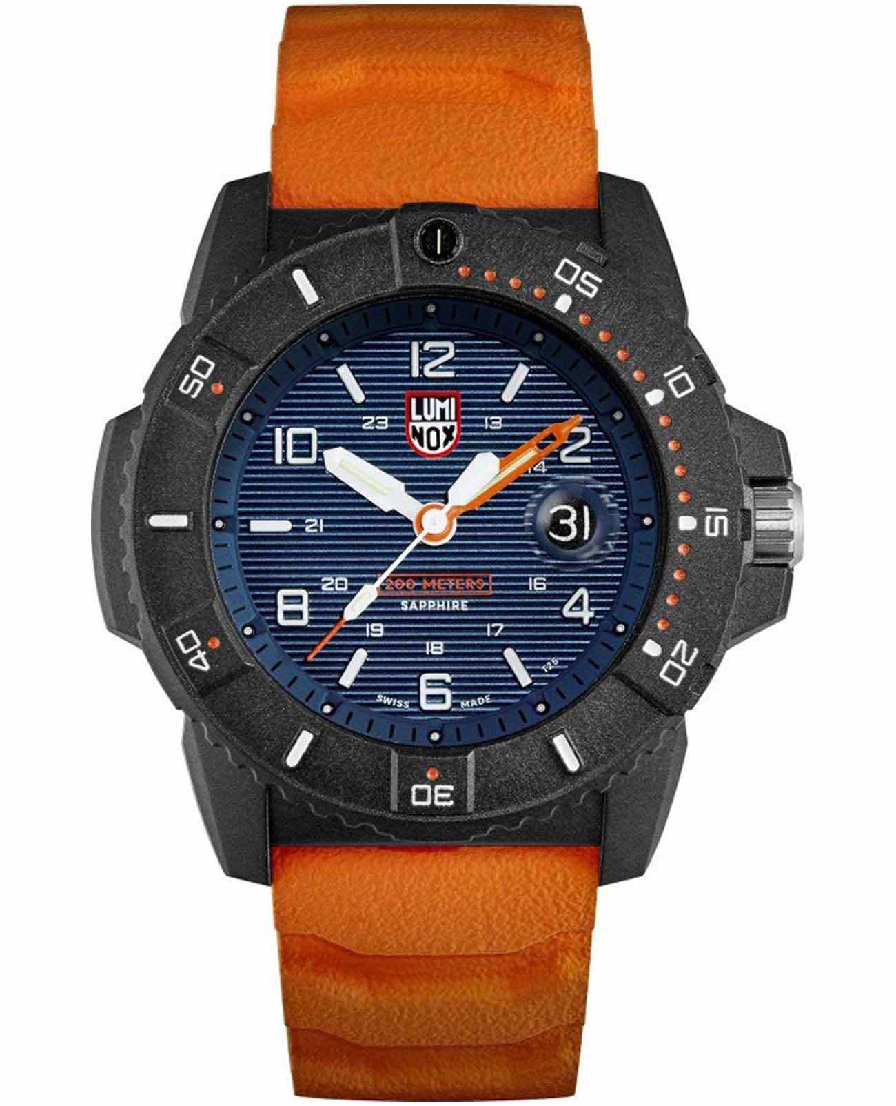 Luminox Luminox Navy SEAL 3600 XS.3603  XS.3603 кварцевые мужские часы синий циферблат, браслет полиуретан — вид спереди