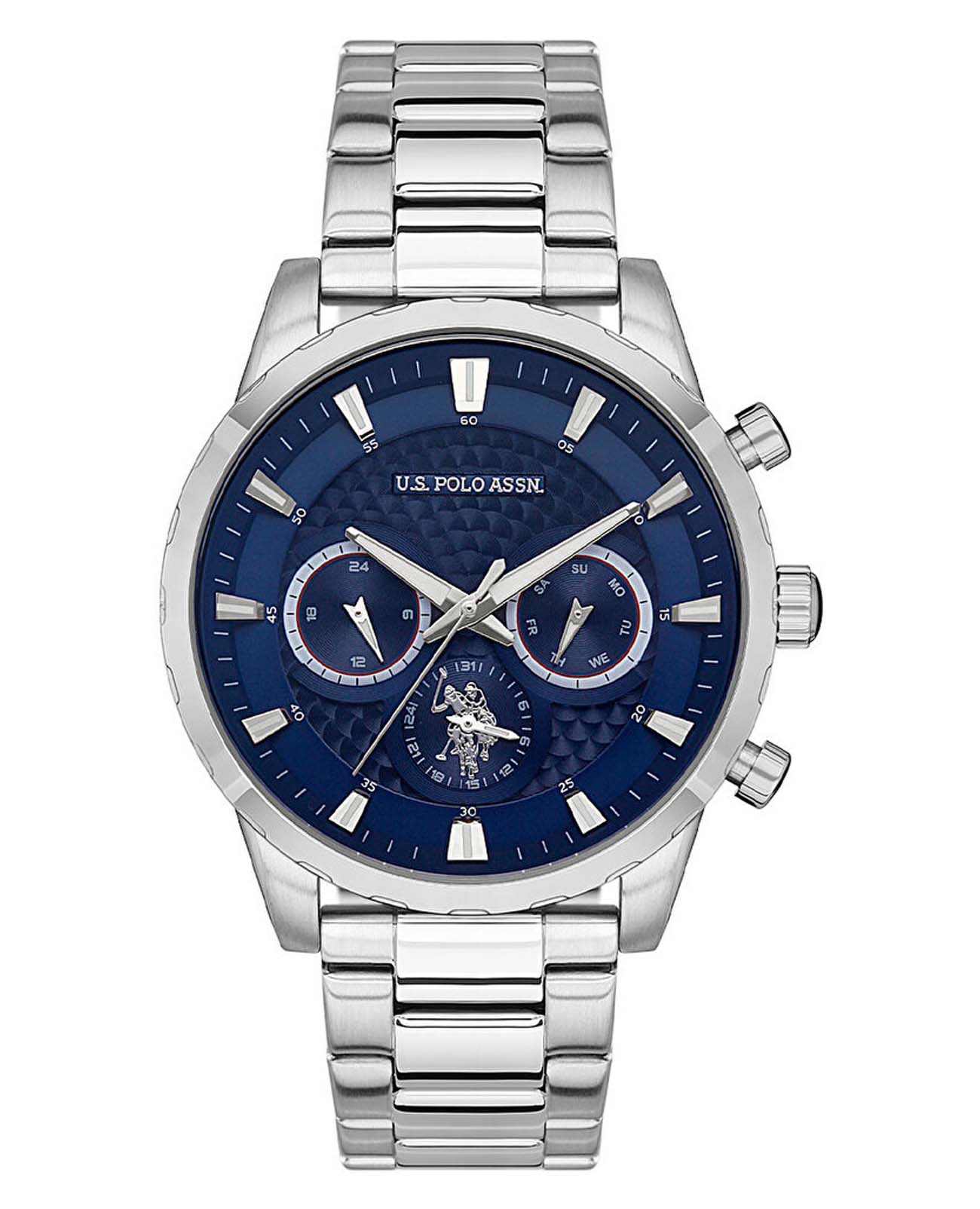 U.S. Polo Assn. U.S. Polo Assn Crossing USPA1055-02  USPA1055-02 кварцевые мужские часы синий циферблат, браслет нержавеющая сталь — вид спереди