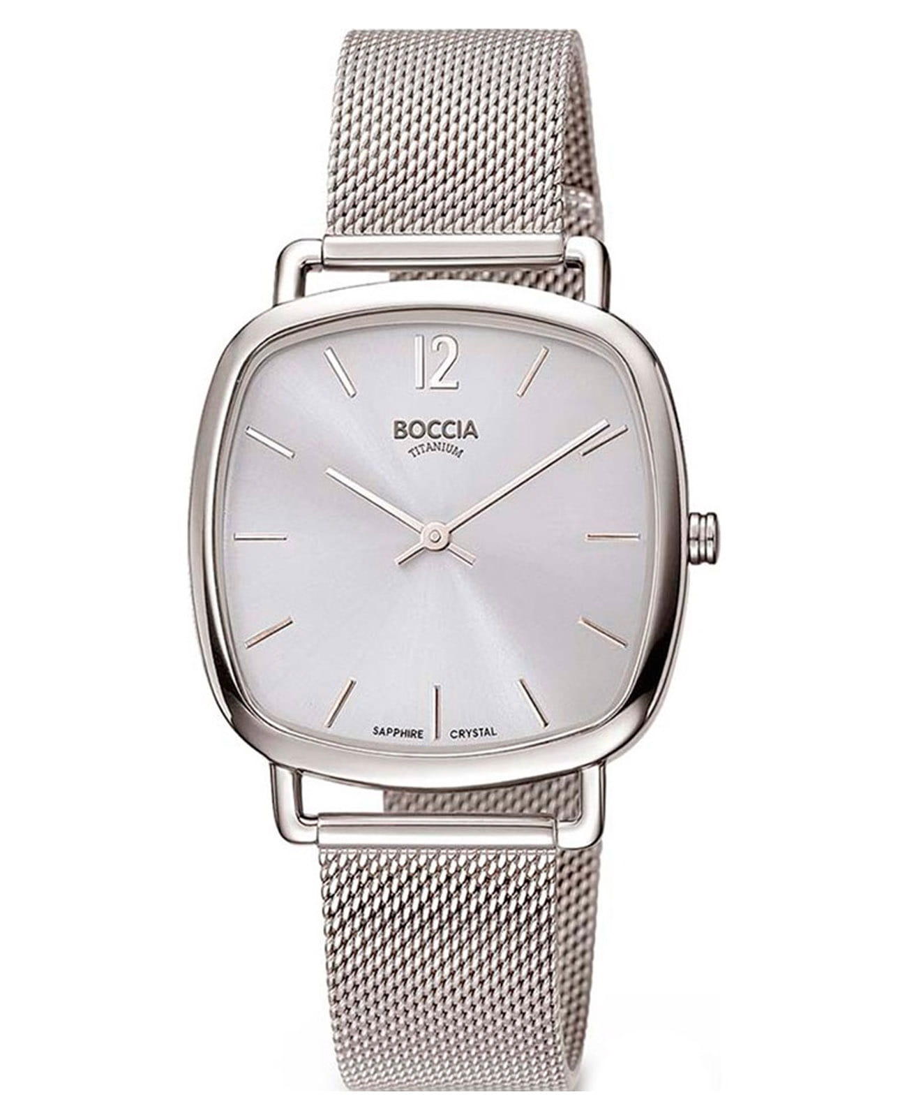 Boccia Titanium Boccia Titanium Square 3334-06  3334-06 кварцевые женские часы серебристый циферблат, браслет нержавеющая сталь — вид спереди