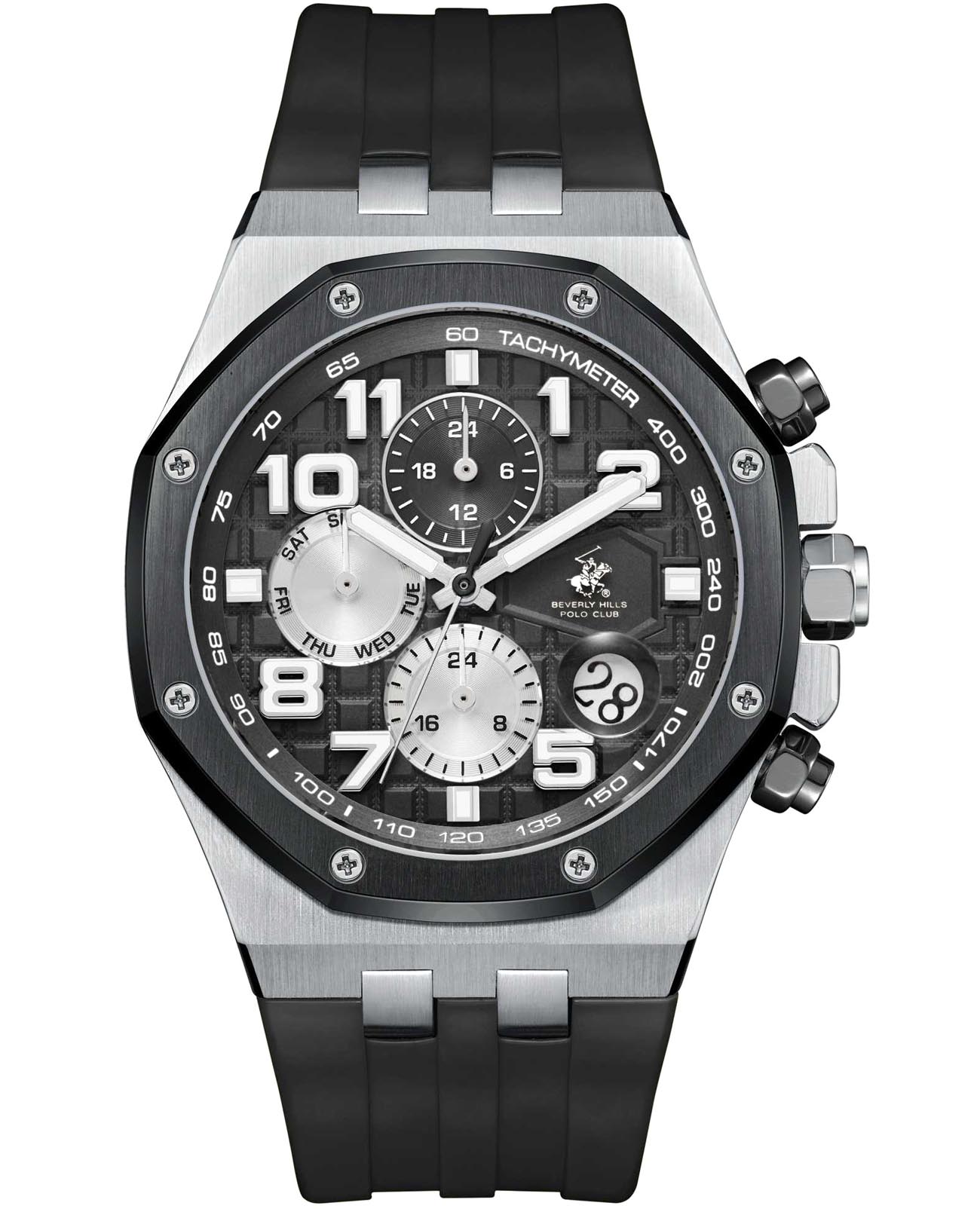Beverly Hills Polo Club Beverly Hills Polo Club BP3783X.351  BP3783X.351 кварцевые мужские часы черный циферблат, браслет каучук — вид спереди