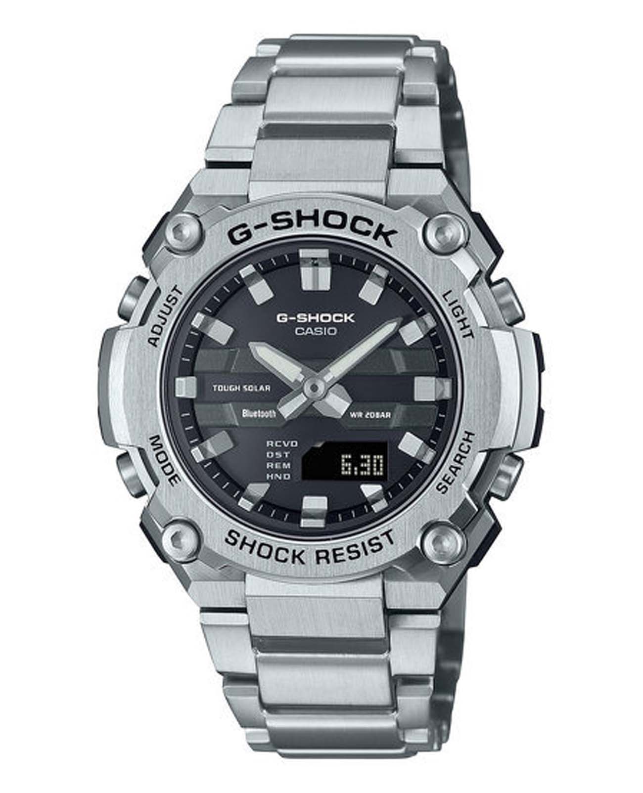 Casio Casio G-Shock GST-B600D-1ADR (GST-B600D-1A) GST G-Steel GST-B600D-1A электронные мужские часы черный циферблат, браслет нержавеющая сталь — вид спереди