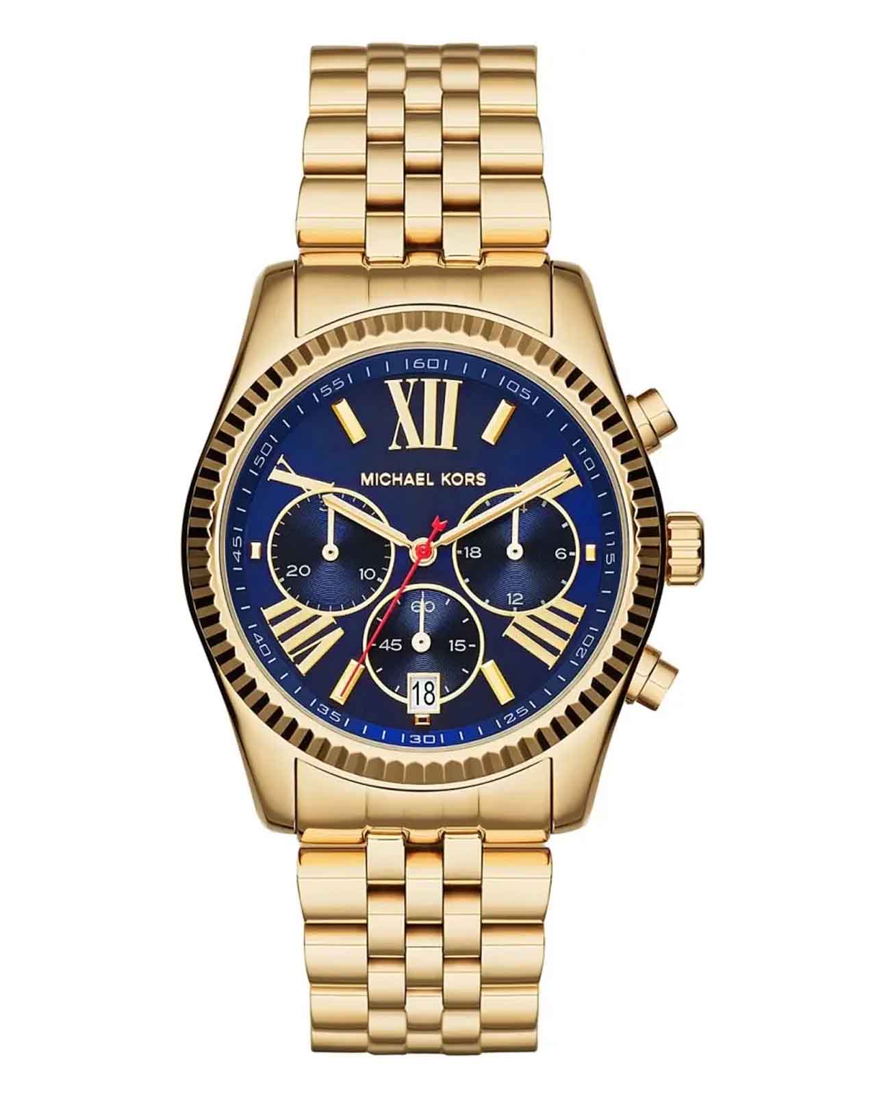 Michael Kors Michael Kors Lexington MK6206  MK6206 кварцевые женские часы синий циферблат, браслет нержавеющая сталь с pvd-покрытием — вид спереди