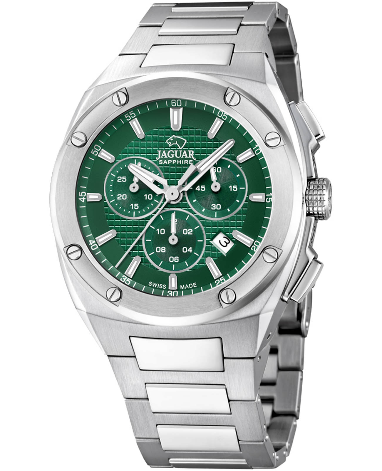 Jaguar Jaguar Executive Chrono J805/C  J805/C кварцевые мужские часы синий циферблат, браслет нержавеющая сталь — вид спереди