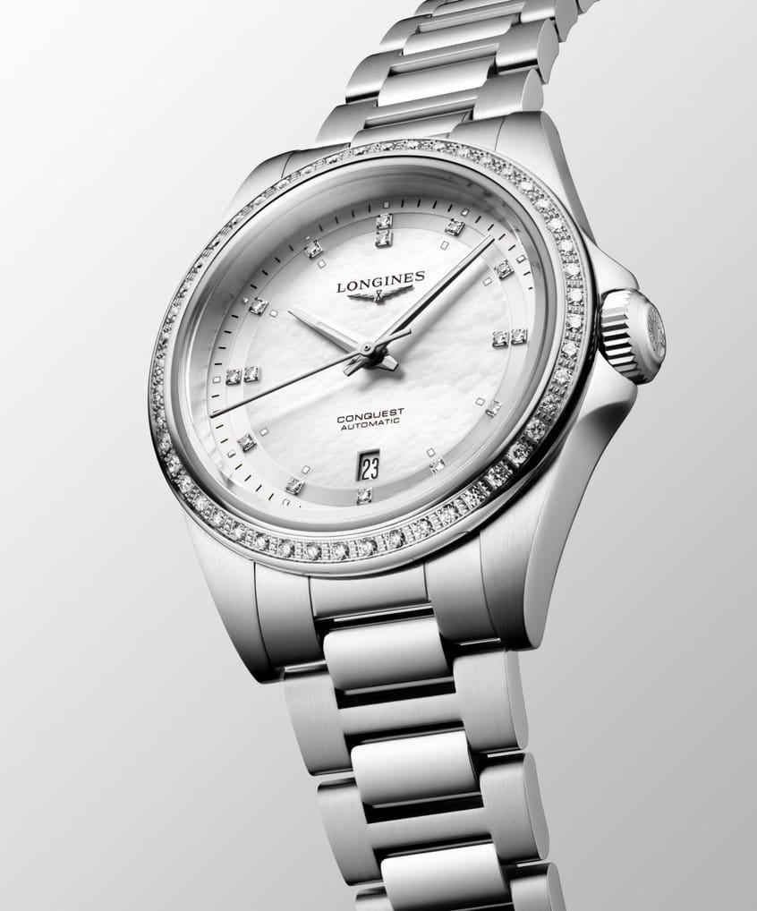 Оригинальные часы Longines Longines Conquest L3.320.0.87.6 механические калибр механизма l592 общий вид