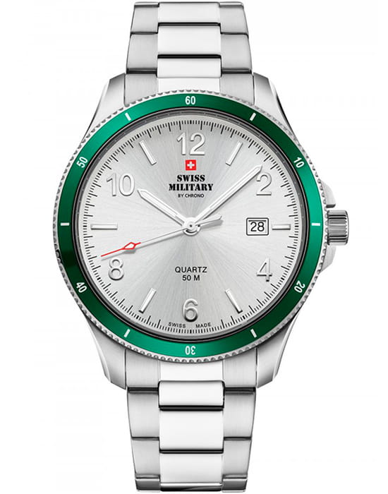 Swiss Military by Chrono Swiss Military by Chrono SM34096.04  SM34096.04 кварцевые мужские часы белый циферблат, браслет нержавеющая сталь — вид спереди