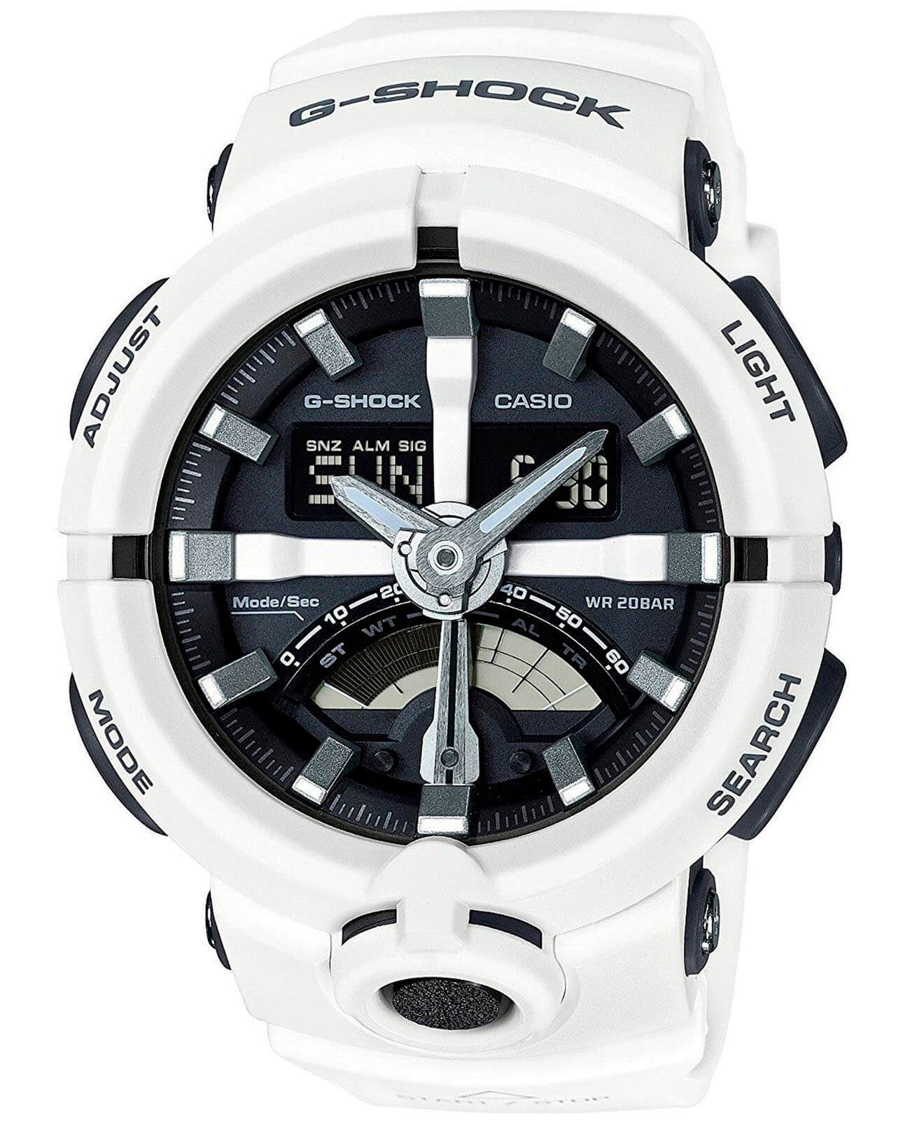 Casio Casio G-Shock GA-500-7A GA GA-500-7A электронные мужские часы черный циферблат, браслет полимер — вид спереди