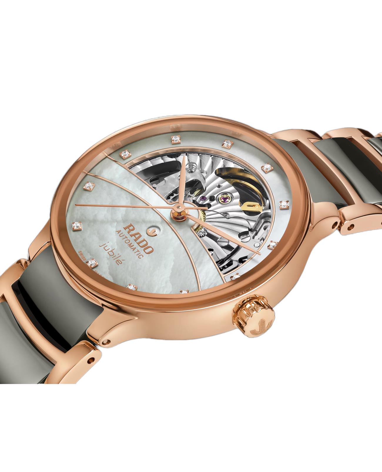 Rado Rado Centrix Automatic Diamonds Open Heart R30029912 Automatic, наручные женские часы фото под углом